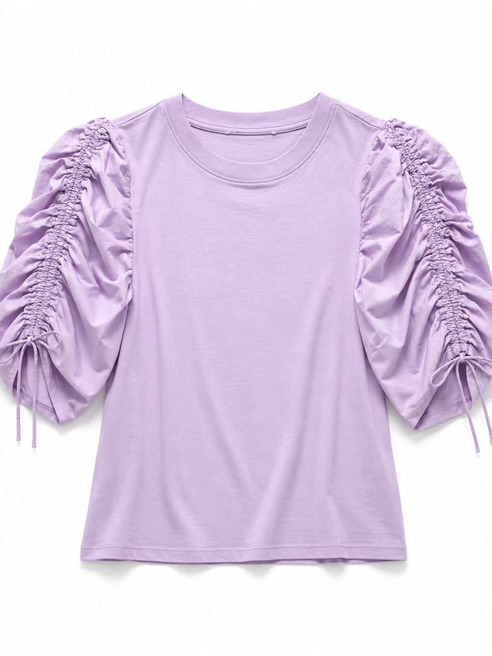 Frame Denim Lavender Ruched Puff Sleeve Tee - Short Sleeve